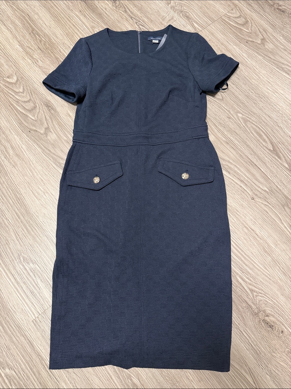 Tommy Hilfiger Navy Short-Sleeve Midi Sheath Dress